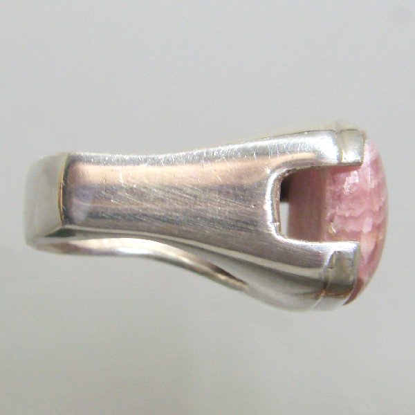 (r1021)Silver ring with rhodochrosite stone.